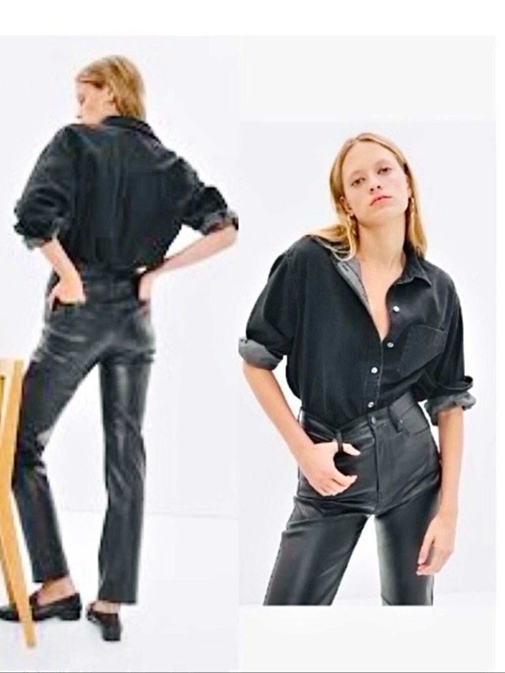 GAP Women's High Rise Vegan Leather Cheeky Straight Jean Style Pants Size 27 Reg